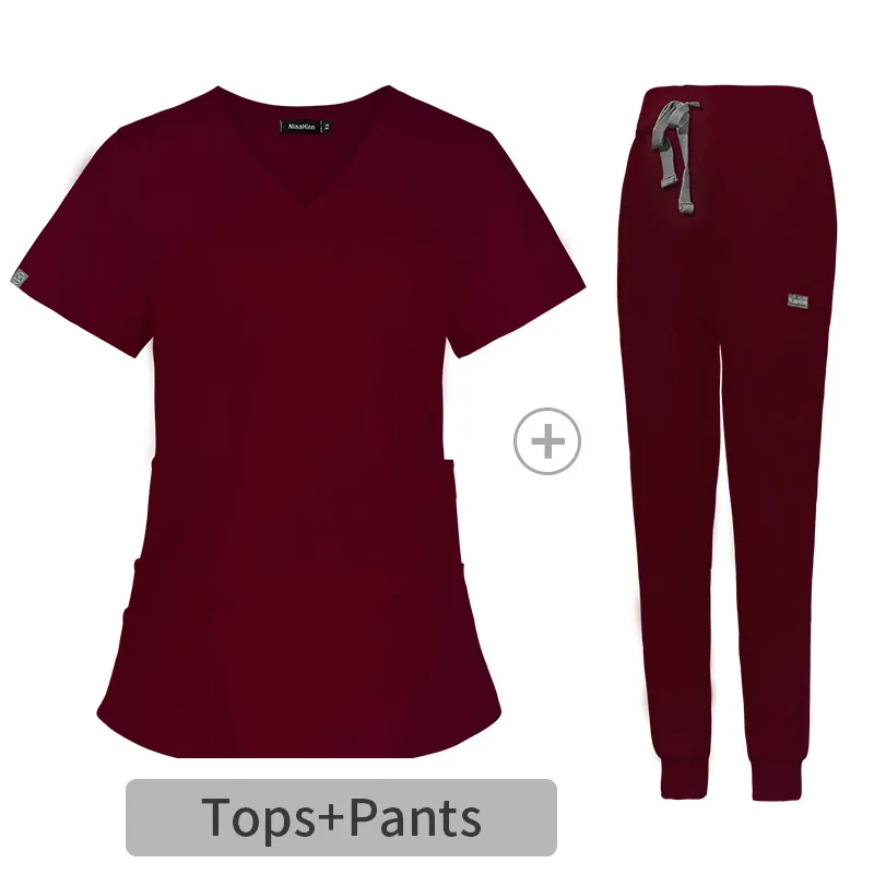 Hot Sale Custom V-Neck Short Sleeved Surgical Suit Polyester Nursing Scrubs Uniforms Sets for Hospitals Available in M L Sizes