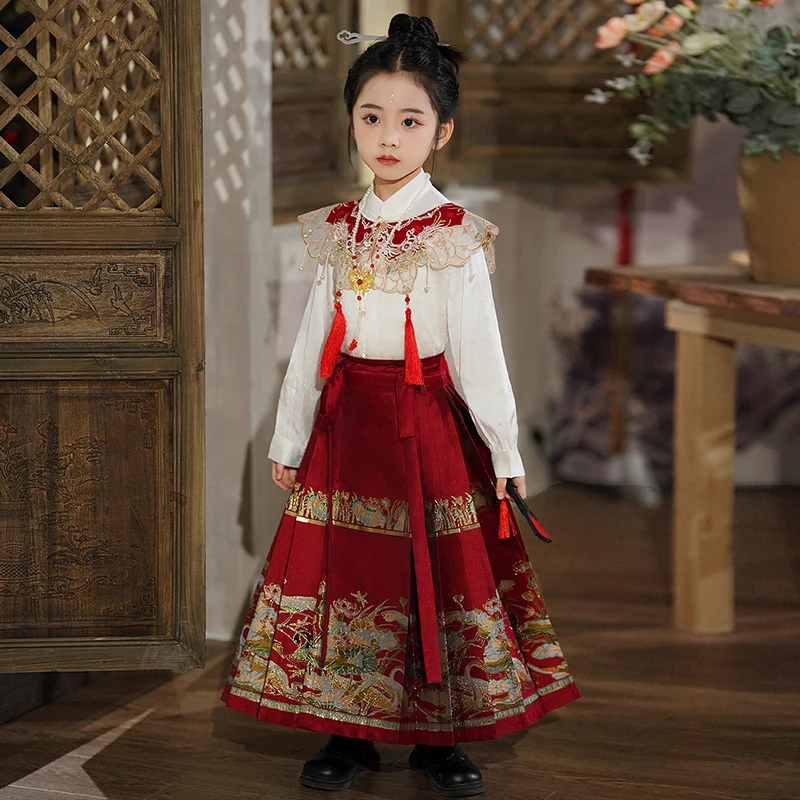 Китайское платье hanfu для девочки 14 лет костюм Mamianqun китайская Hanfu плиссированная юбка