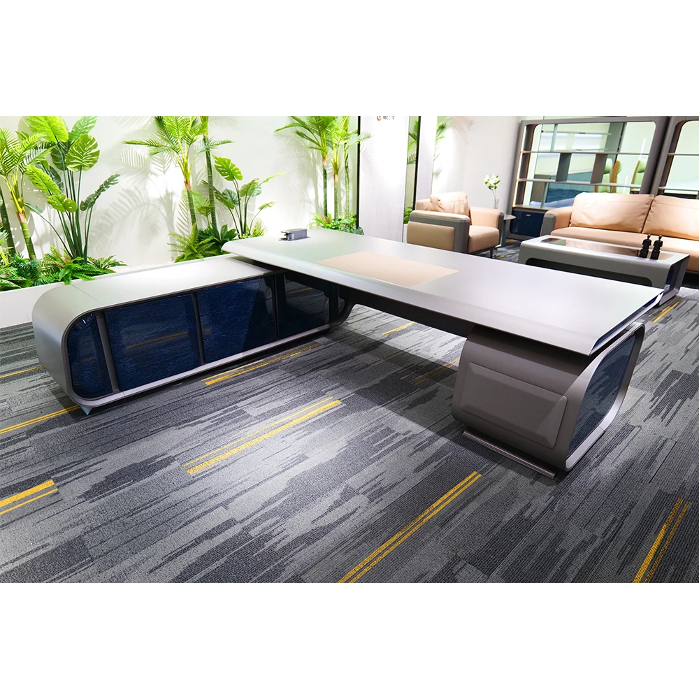 CEO modern advanced intelligent office metallic skin atmosphere science and technology sense chairman boss desk