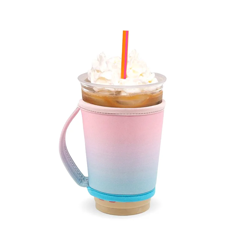 Coffee Cup Reusable Sleeves Neoprene Insulator with Handle For Cold And Hot Beverage Coozies Tumblers 24oz Yeti Rambler 30oz.