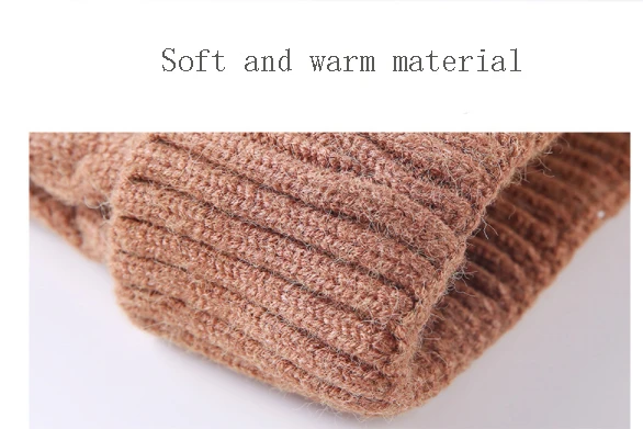
Thick and Warm Knitting Hat Winter Mom And Baby fur pompom Kids Hat Knitted 