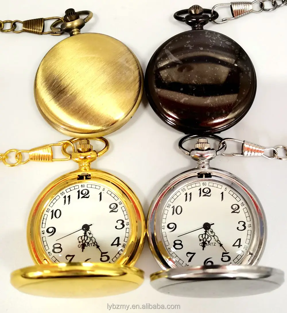 Fashion Vintage Quartz Double Face Polished Smooth Pocket Watch