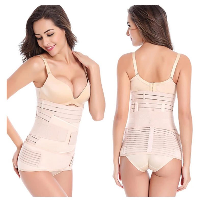 Women 3 In 1 Elastic Postpartum Belly Wrap Waist Compression Postpartum Recovery Belly Support Belt