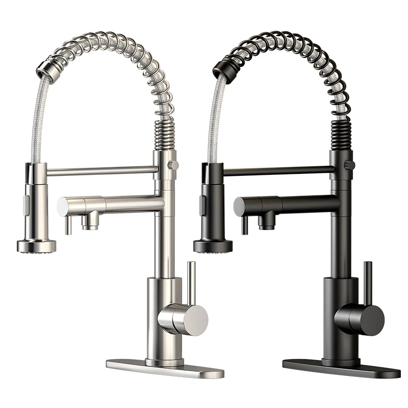 304 Stainless Steel Hot And Cold Water Mixer Sink Waterfall Faucet Black Taps Kitchen Faucet Accessories With Filter