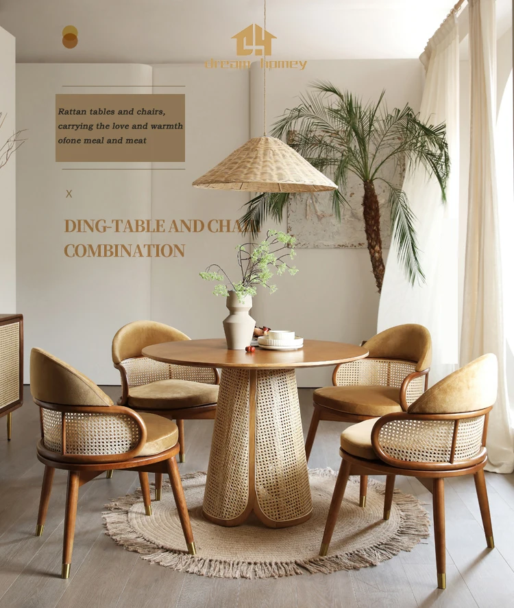 Modern simple rattan woven table and chair combination