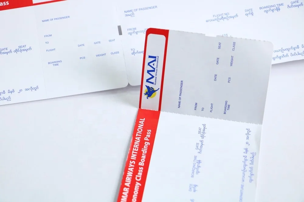 New customized Thermal Boarding pass thermal boarding pass thermal blank boarding pass paper thermal flight tickets