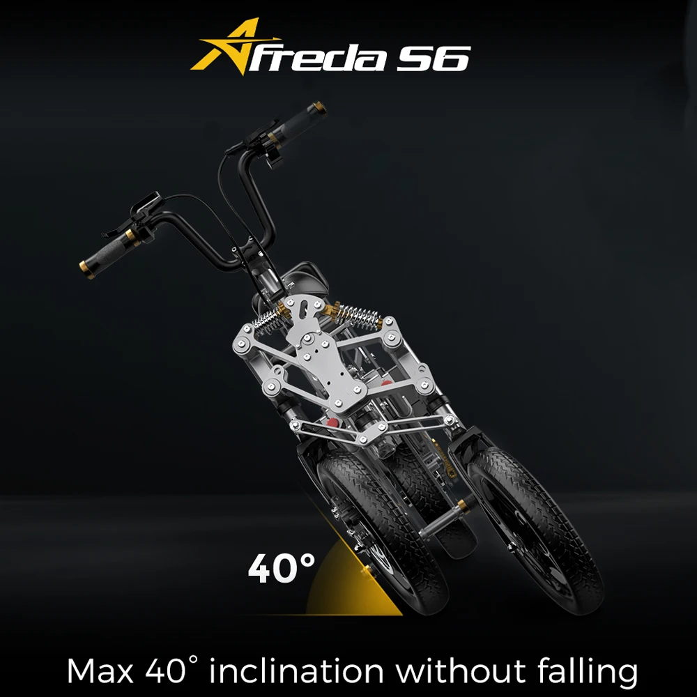 Free Shipping EU US Stock Afreda S6 Three Wheel EBike Adults Womens Electric Bicycle Lithium Battery Folding E-bike