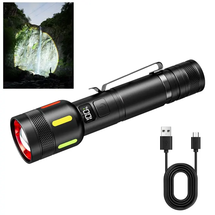 Rechargeable Flashlight, 4 Modes Portable Mini Tactical Flashlight with Clip Zoom Waterproof for Home Camping Emergency