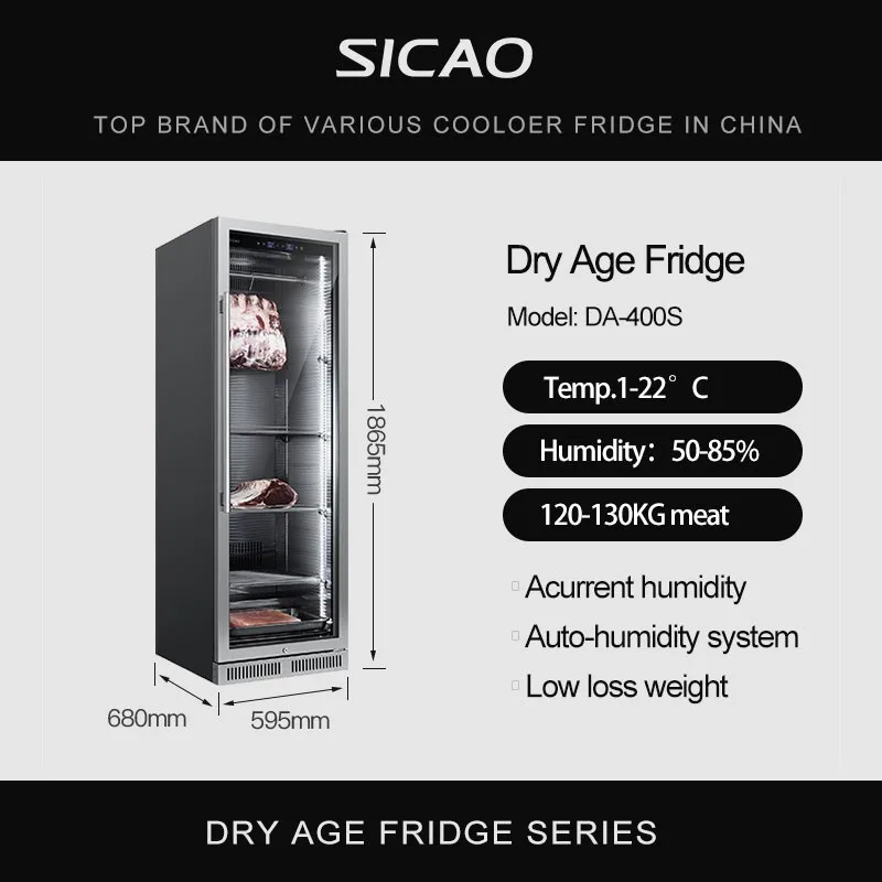 SICAO 380L Home Restaurant Beef Steak Sour Acid dry age cabinet Built In stainless steel Dri Dry Aging Aged  Fridge Refrigerator