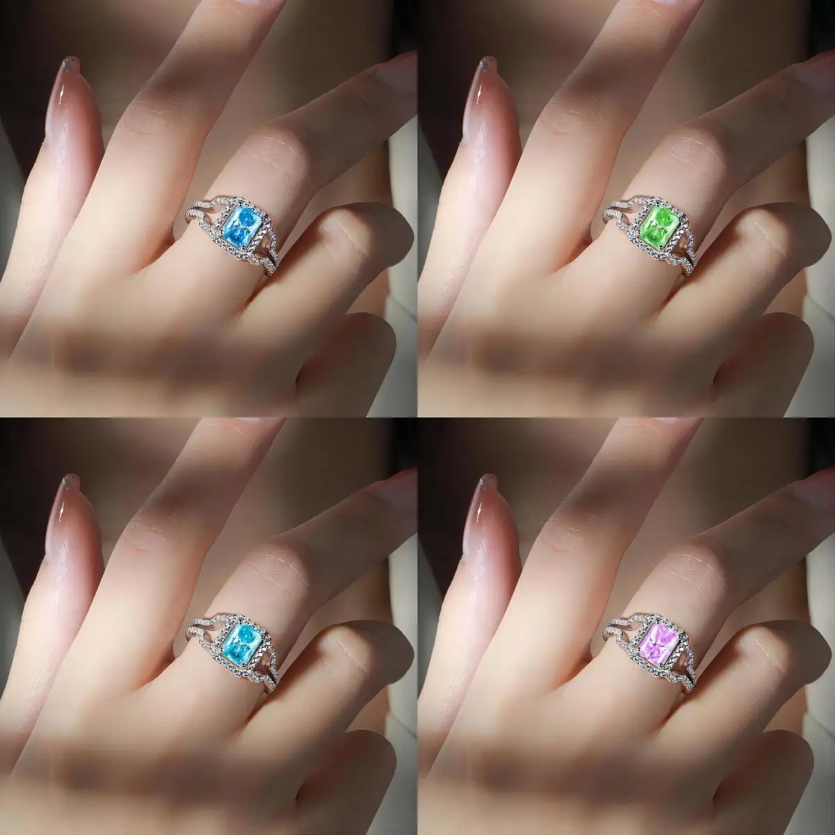 Fashion Silver S925 Wedding Engagement Rings Women Rhodium Plated Sterling Silver Cubic Zirconia Rings Simple