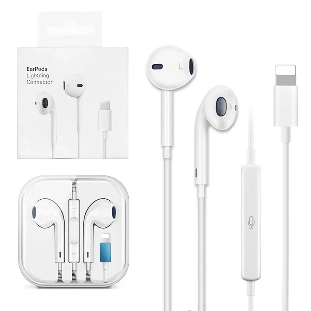 Factory Wholesale Original Quality 8pin Lighting Wired Earphones Blue tooth Earphone with Mic for iPhone 78 X 11 12