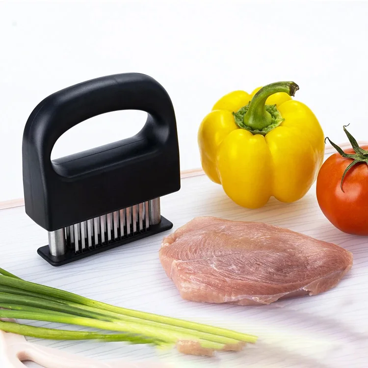 Meat Tenderizer Tool Stainless Steel Ultra Sharp Needle Blade Durable Meat Tenderizer With Safety Lock
