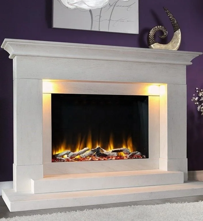 modern decorative white electric fireplace with led light with remote