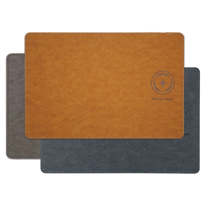 Factory wireless charger mouse pad OEM 2 In 1 PU Leather 10W Fast Charging Qi Wireless Charger Mouse Pad for Mobile Phone