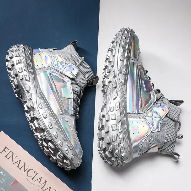 Brand Logo Custom Men High Top Sock Design Fashion Casual Sneakers Tire Sole Blank Mesh Breathable Sports Running Shoes for Man