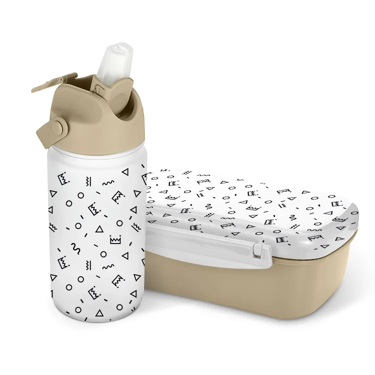 Custom Logo Compartment Leakproof Durable Plastic Bento Lunch Box for Kids with stainless steel water bottles gift sets