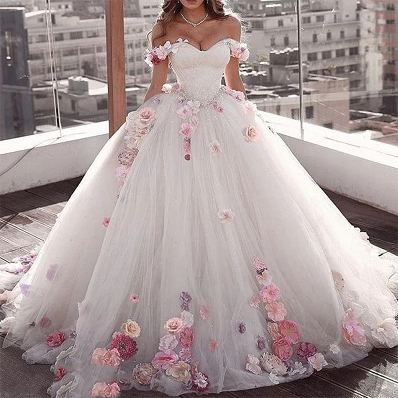Mumuleo розовые платья с открытыми плечами 3D аппликацией Quinceanera элегантное Тюлевое платье для выпускного вечера праздничное милое на заказ 15