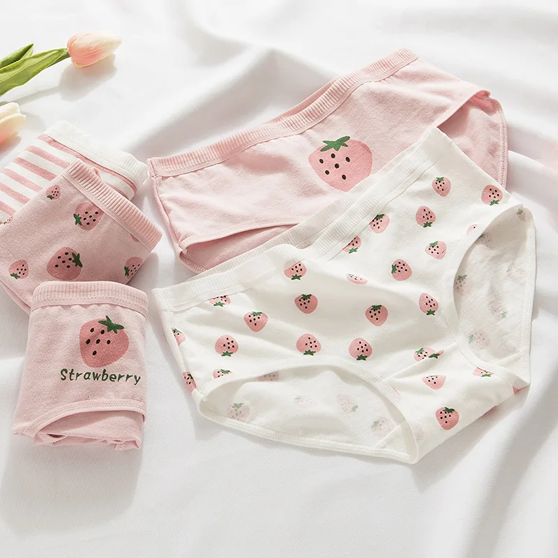 Wholesale Cheap Comfortable Cotton Printing Girl Panties Mid-waist Large Size Women Underwear Briefs