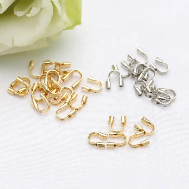 Gold plated Wire Guard Guardian Protectors loops Jewel brass 18K plated gold adjustable slider DIY Fashion bracelet accessories