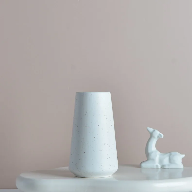 Simple White Wide Mouth Modern Flower Vases White ceramic Handmade Vase For Wedding Office Home Decorations