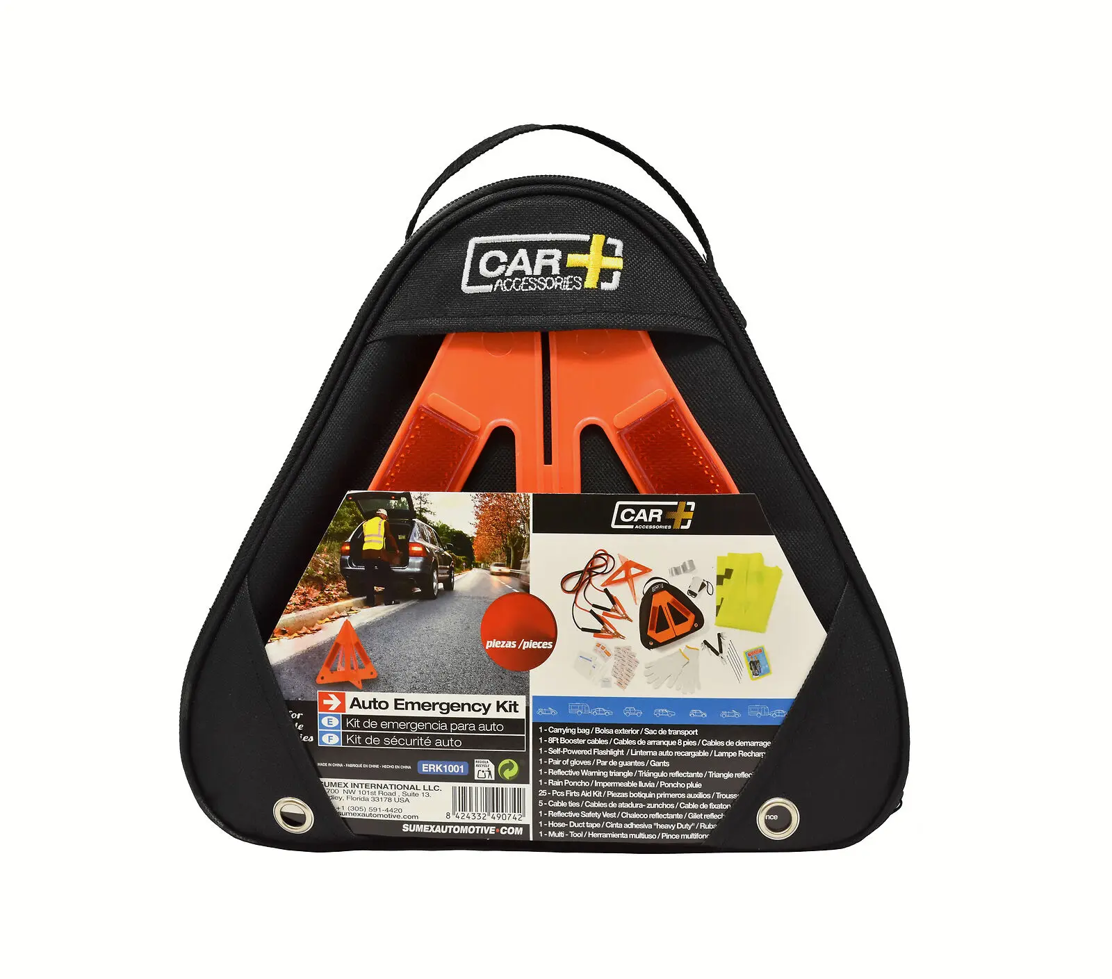 Car maintenance emergency kit roadside auxiliary car kit warning triangle kit