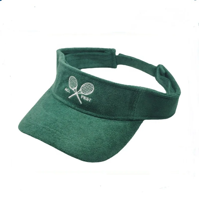 2024 popular fashion embroidery terry towelling visors cotton towels golf visor cap hat customized logo summer sun visor hat
