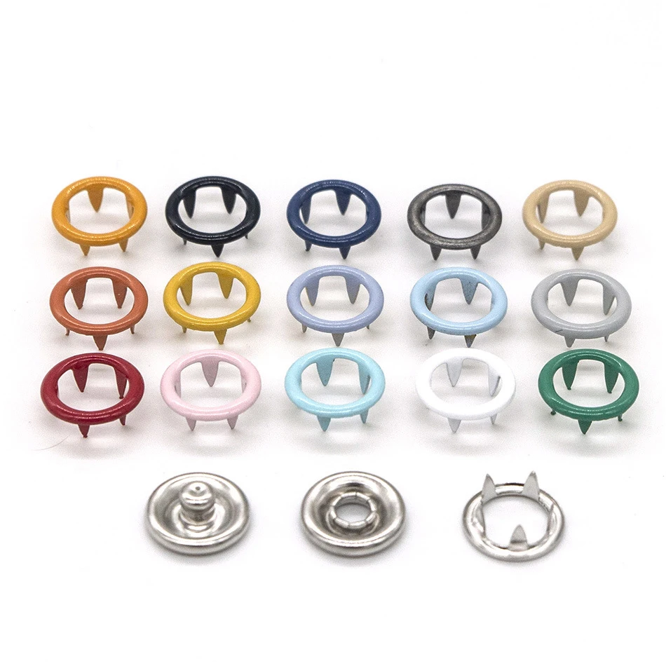 Hot selling multiple specifications 9.5 mm baby metal ring Prong Snap Buttons for babies clothing