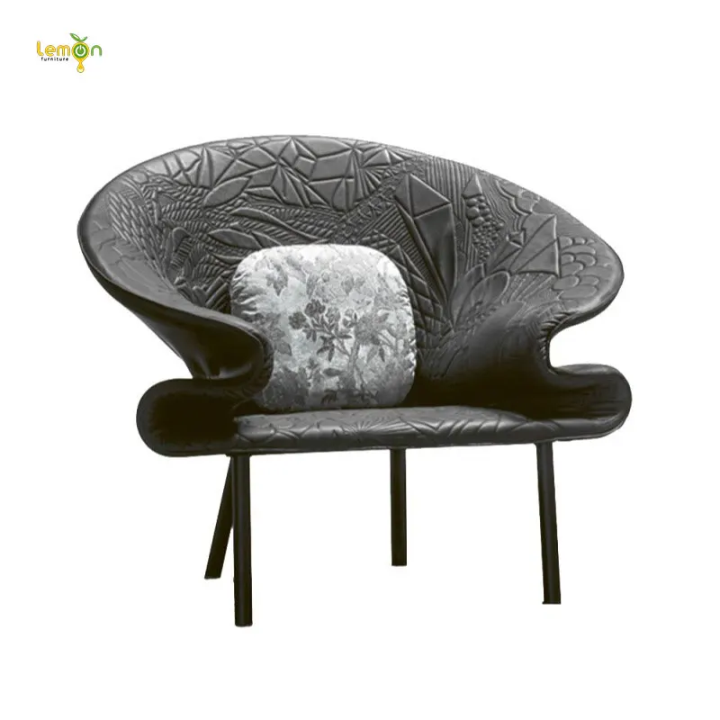 Nordic light luxury black printed sofa modern simple internet celebrity art leisure luxury backrest sofa chair