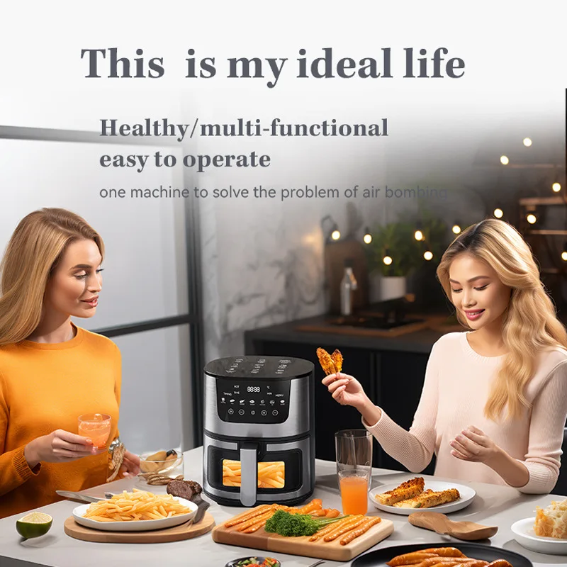 Oil-free air fryer Household appliances Intelligent large capacity automatic multi-function chip machine Touch screen