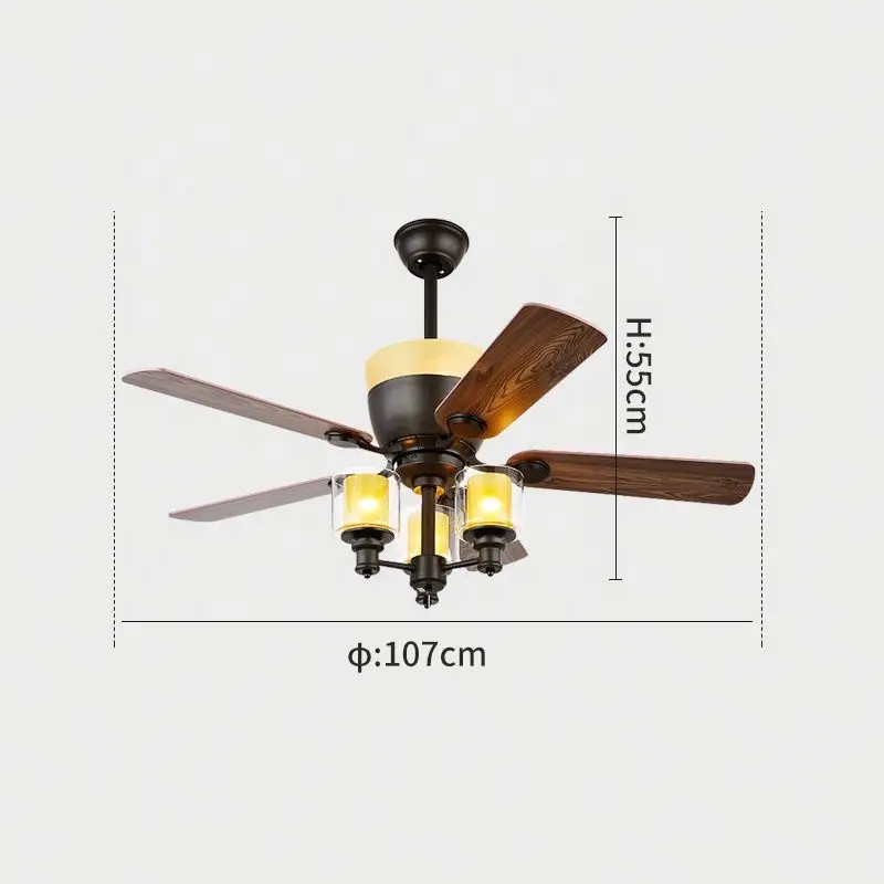 
LED Ceiling Fans With Remote Modern Ceiling Indoor Fan Decorative Smart Remote Control Luxury Wooden Ceiling Fans With Light 