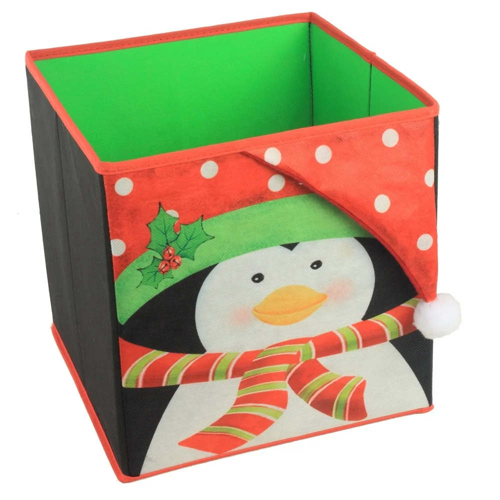 
Christmas decor decorative collapsible fabric foldable storage box bin cube 