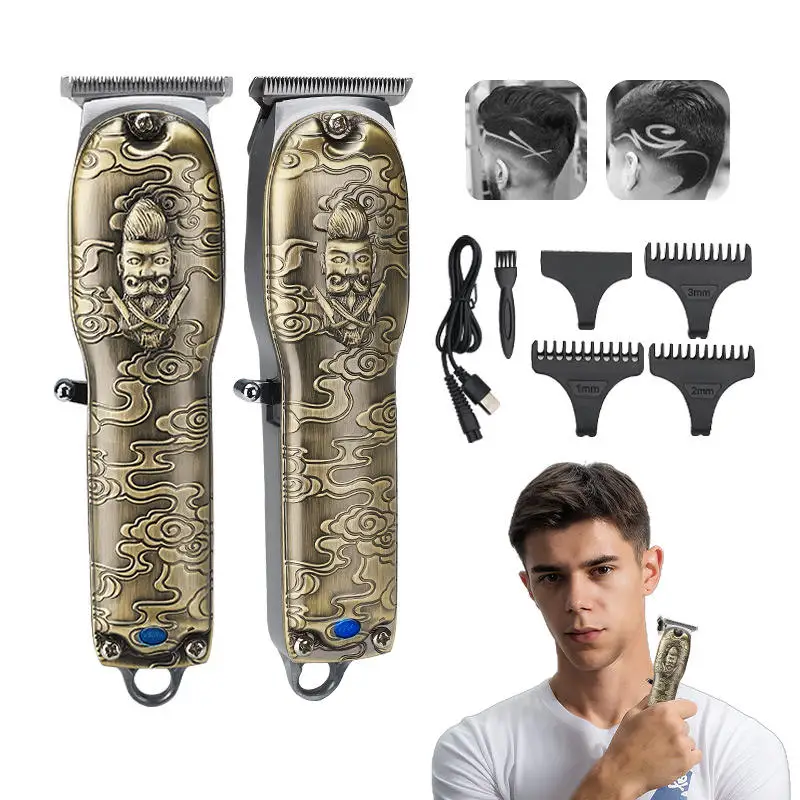 Suttik JM-1015 Professional Hair Trimmer Cordless Rechargeable Grooming Kits R-Blade all metal gold hair trimmer
