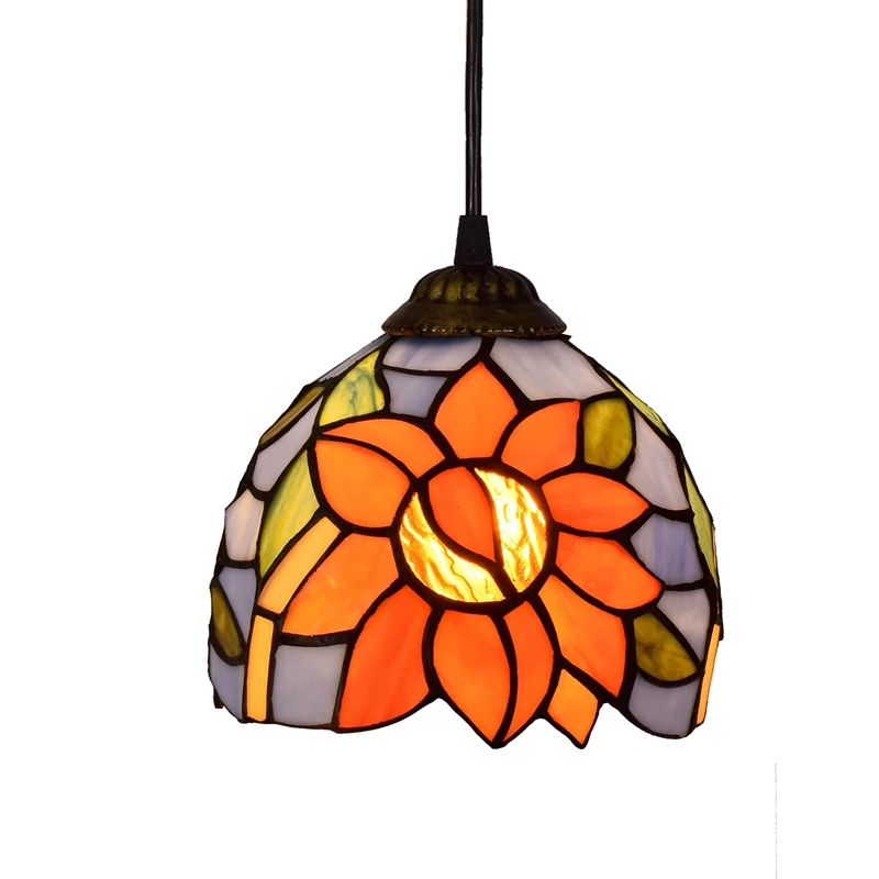 
15Cm Lamps Pendent Light Glass Lights Blue Sunflower Bar Dining Room Bedroom Bedside Decoration Chandelier Tiffany Pendant Lamp 