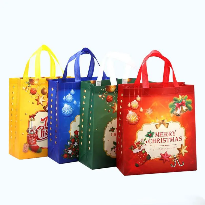 Christmas non woven bag laminated tote pp bags festival custom polypropylene non-woven laminate bags for shopping