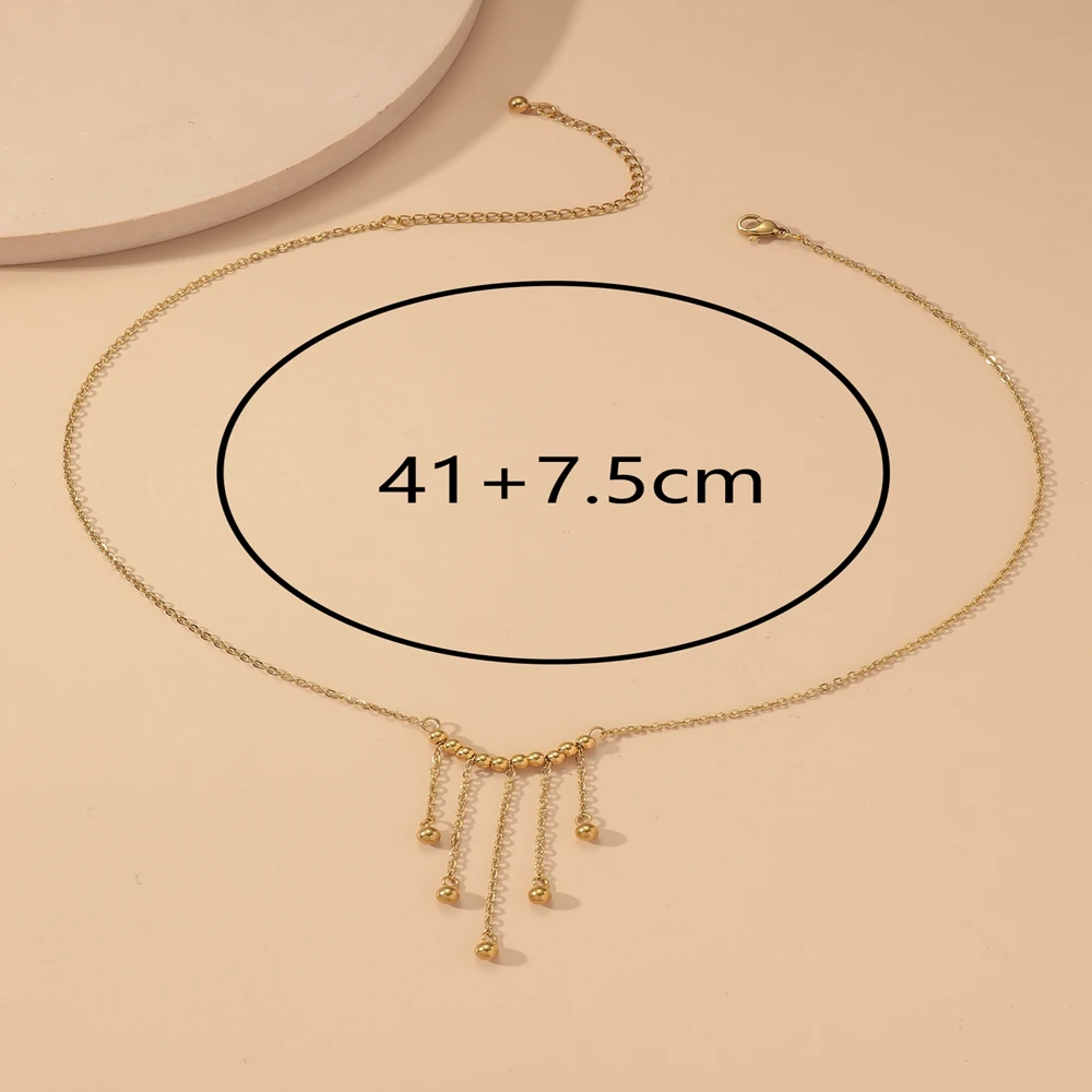 New Arrival Jewelry 18K PVD Gold Plated Bead Tassel Necklace Fashion Punk Stainless Steel Chain Choker Necklace For Women