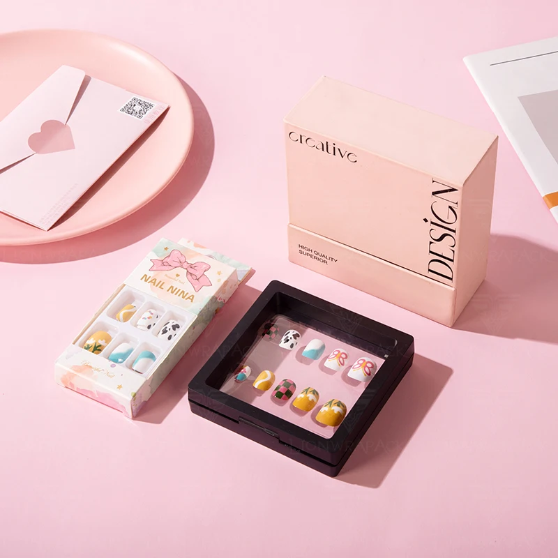 wholesale false nails packing box empty luxury press on nail packaging box custom press on nail boxes for press ons