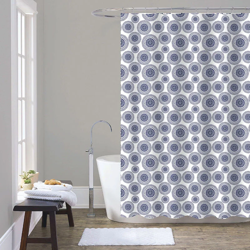 Hot sale Waterproof Fabric Shower Curtain Polyester Shower Curtain Bath Room Curtains