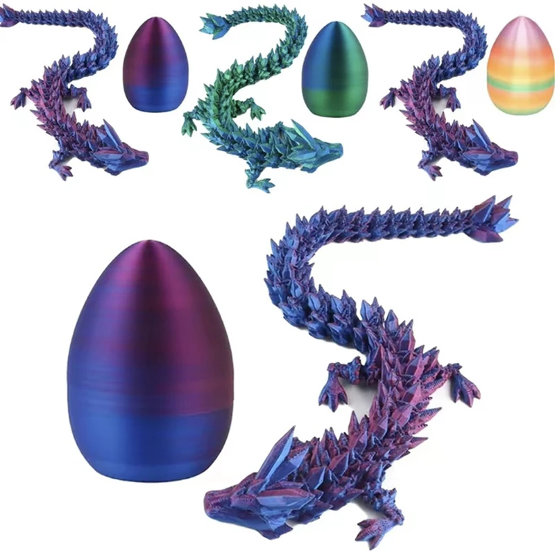 Creative 3D Printed Gem Articulated Dragon Rotatable Dragon Toys Mystery Dragon Egg Posture Joints Fidget Toy for Autism ADHD