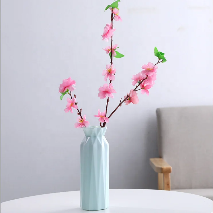 Plastic recycled white flower vase for home decor
