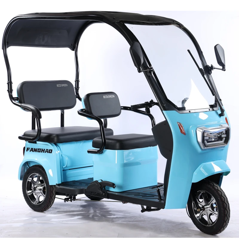 Canopy Electric Tricycle China Electric Vehicle Factory Customized Export 800W60V 72V Electric Tricycle for Adult Passengers