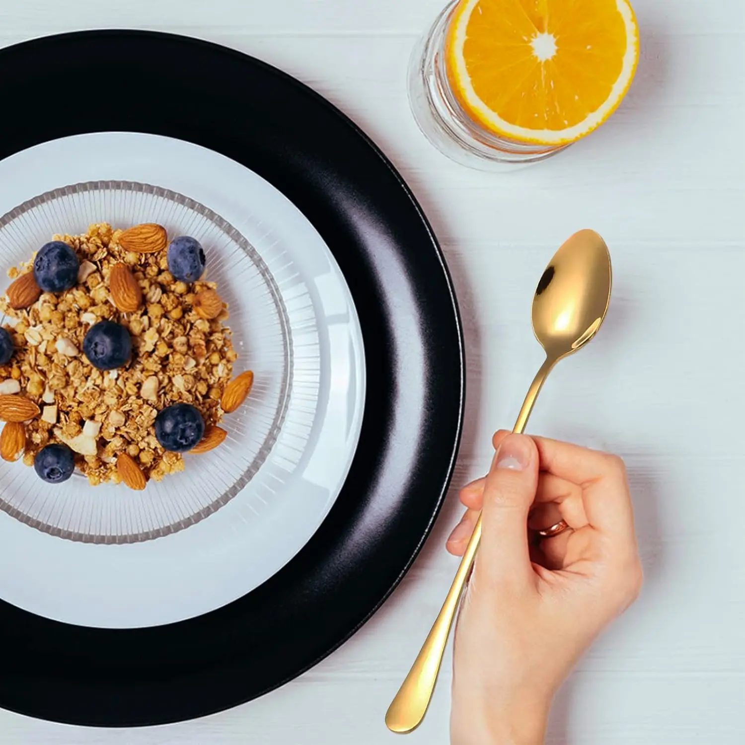 Long Handle Spoons 19cm Stainless Steel Coffee Ice Cream Spoons Stirring Dessert Spoon