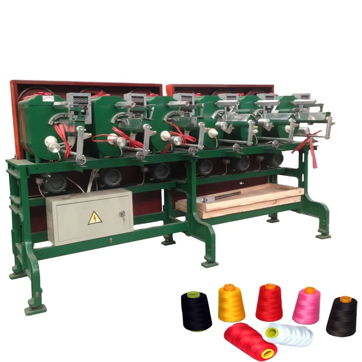 Cylindrical and conical tube bobbin type thread winder machine for raffia multifilament and nature fibres packages
