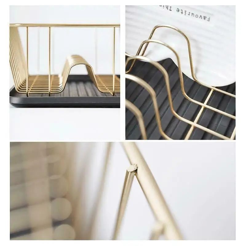 
Best Iron Kitchen Dish Storage Drain Rack Set Free Punching Organizer Tool Plate Bowl Spoon Storage Basket 