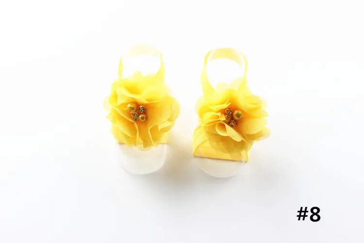 Baby Feet Accessories Photo Props Chiffon Flower Rhinestone Barefoot Sandals For Newborn Babies