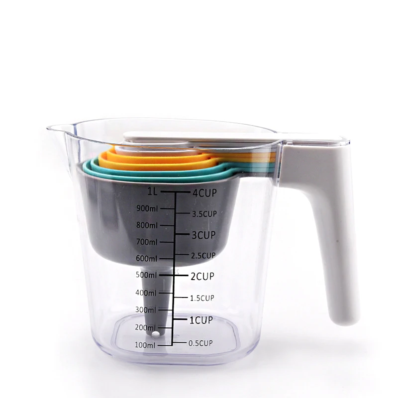 9 шт. кухонный многоцветный прибор для выпечки пищевого класса ложка-воронка пластиковая мерная ложка для жидкого порошка Набор чашек