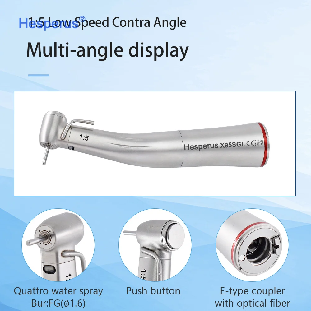 Hot 1:5 Turbine Push Button High Speed Dental Handpiece Dental Led Quick Coupling Fiber Optic Handpiece