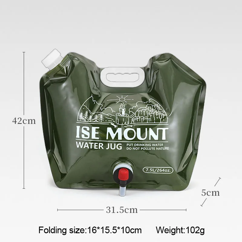 7.5L Collapsible Water Storage Carrier Portable Water Container with Spigot,Camping Water Bag
