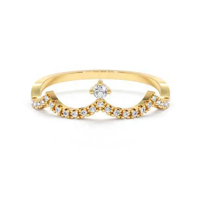 Milskye engagement jewelry 925 sterling silver 18k gold plated crown ring with cubic zirconia