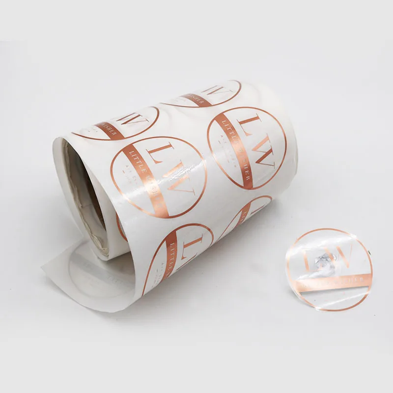 Custom Foil Copper Hot Stamped Sticker,Roll Rose Gold Foil Hot Stamping Labels