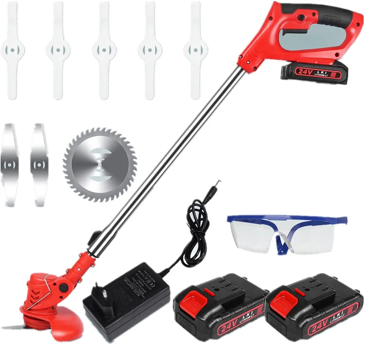 EU/AU/UK 24V Electric Lawn Mower Echargeable Li-Ion Battery Cordless Grass Trimmer Auto Release Portable Garden Tools